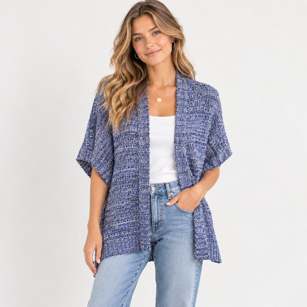 Evolution by Cyrus Cardigan Sweater Women's Size M Blue NWT Casual Minimalist